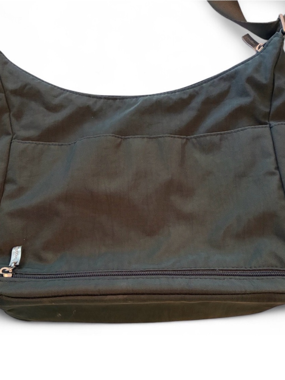 Baggallini Grey Crossbody with Silver Hardware and Purple interior - Picture 5 of 8